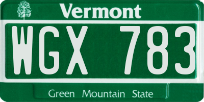 VT license plate WGX783