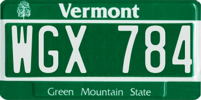 VT license plate WGX784