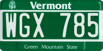 VT license plate WGX785