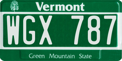 VT license plate WGX787
