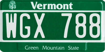 VT license plate WGX788