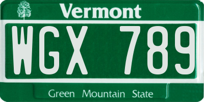 VT license plate WGX789