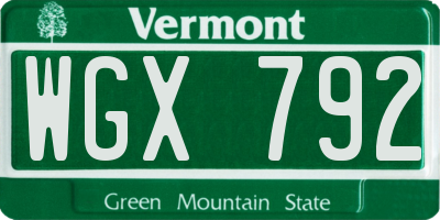 VT license plate WGX792