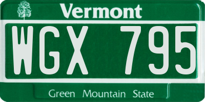 VT license plate WGX795
