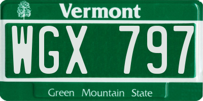 VT license plate WGX797