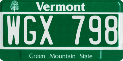 VT license plate WGX798