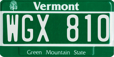 VT license plate WGX810