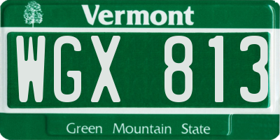 VT license plate WGX813