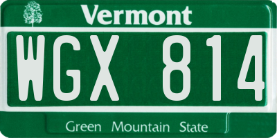 VT license plate WGX814