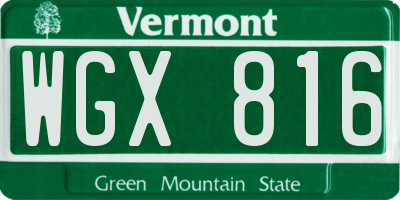 VT license plate WGX816