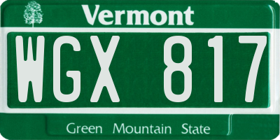 VT license plate WGX817