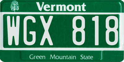 VT license plate WGX818