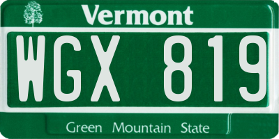 VT license plate WGX819