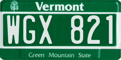 VT license plate WGX821
