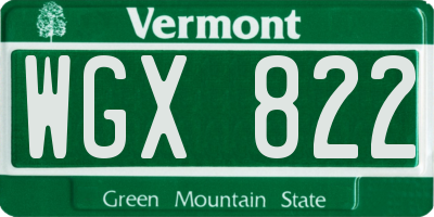 VT license plate WGX822
