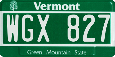 VT license plate WGX827