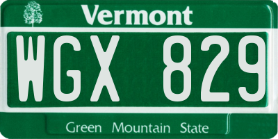 VT license plate WGX829