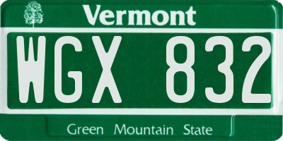 VT license plate WGX832