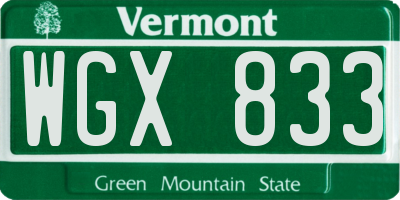 VT license plate WGX833