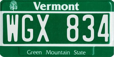 VT license plate WGX834