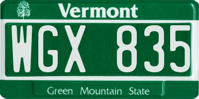 VT license plate WGX835