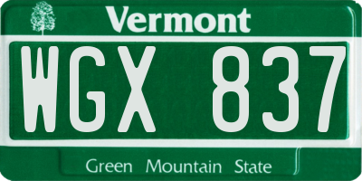 VT license plate WGX837