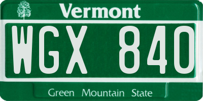 VT license plate WGX840