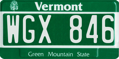 VT license plate WGX846