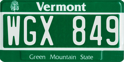 VT license plate WGX849