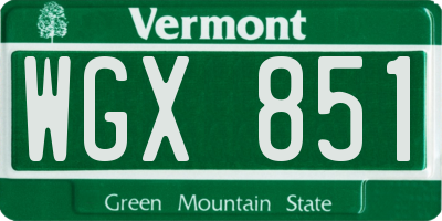 VT license plate WGX851