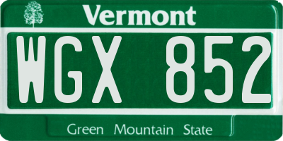 VT license plate WGX852