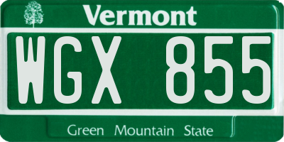 VT license plate WGX855