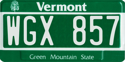 VT license plate WGX857