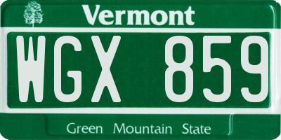 VT license plate WGX859