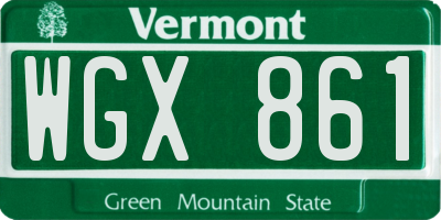 VT license plate WGX861