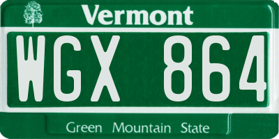 VT license plate WGX864