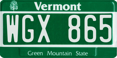 VT license plate WGX865