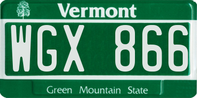 VT license plate WGX866