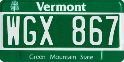 VT license plate WGX867