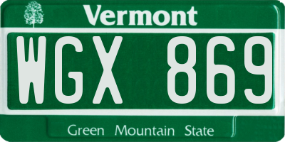 VT license plate WGX869