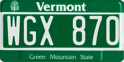 VT license plate WGX870
