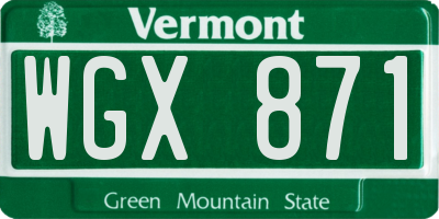 VT license plate WGX871