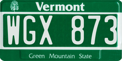 VT license plate WGX873