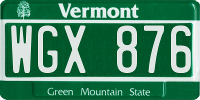 VT license plate WGX876