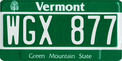 VT license plate WGX877