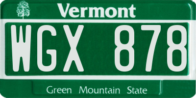 VT license plate WGX878