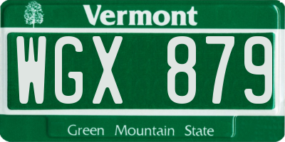 VT license plate WGX879