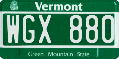 VT license plate WGX880