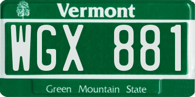 VT license plate WGX881