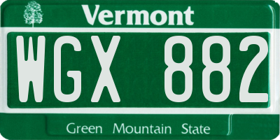 VT license plate WGX882